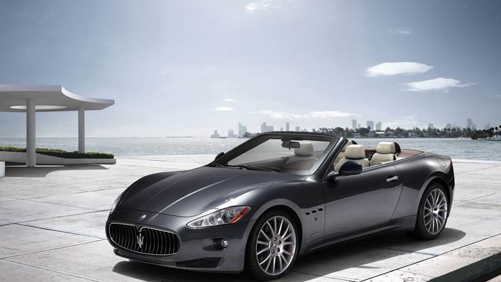 Maserati GranCabrio 2011 In Grey Side Pose At Sea Side